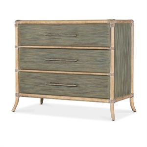 Bowery Hill Modern / Contemporary Rattan Chest in Seagrass Green/Pewter