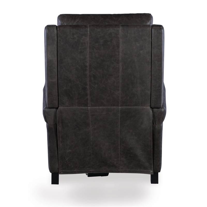 Bowery Hill Leather Power Recliner with Power Headrest in Gray