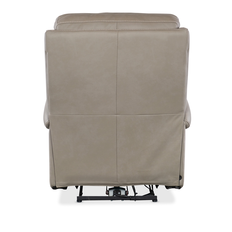 Bowery Hill Power Leather Recliner with Power Headrest in Gray