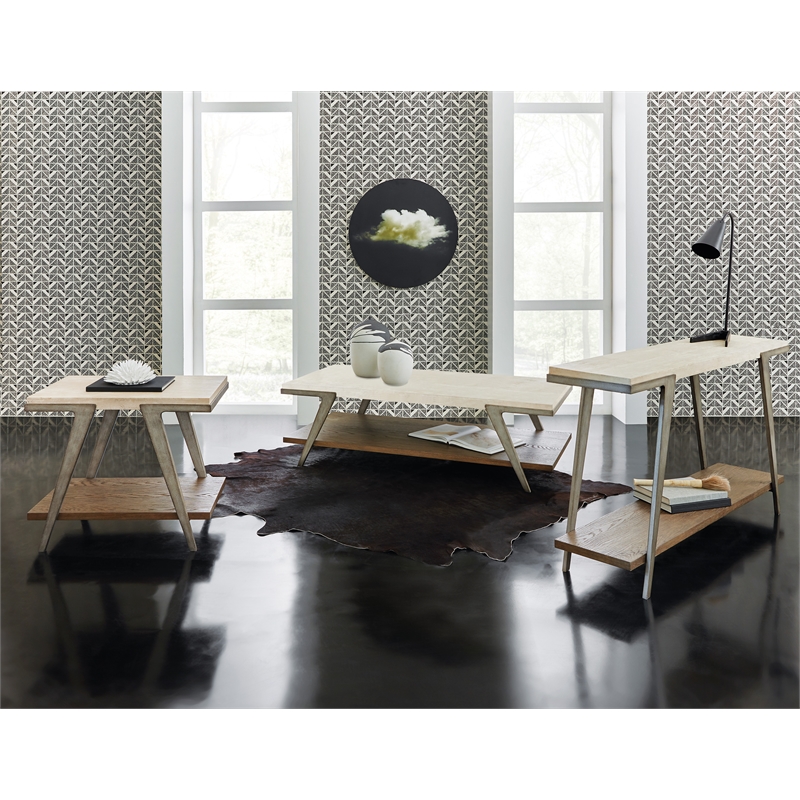 Bowery Hill Modern / Contemporary Marble Console Table in Cream
