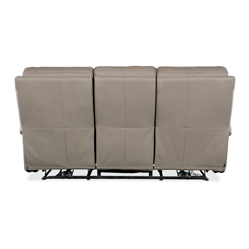 Bowery Hill Contemporary Power Leather Sofa with Power Headrest in Gray
