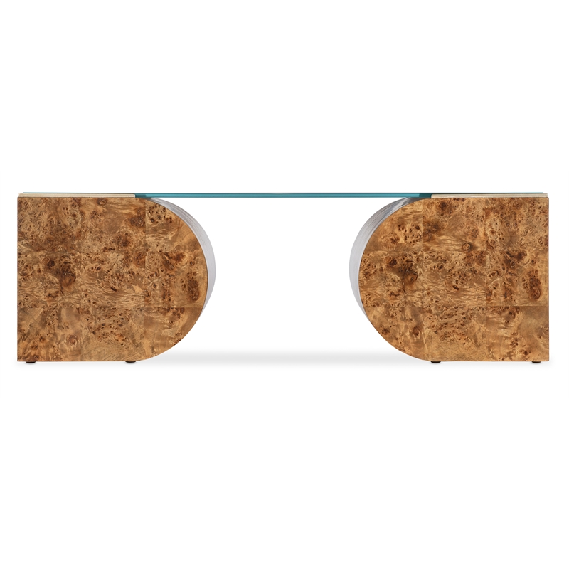Bowery Hill Modern / Contemporary Glass Top Coffee Table in Brown