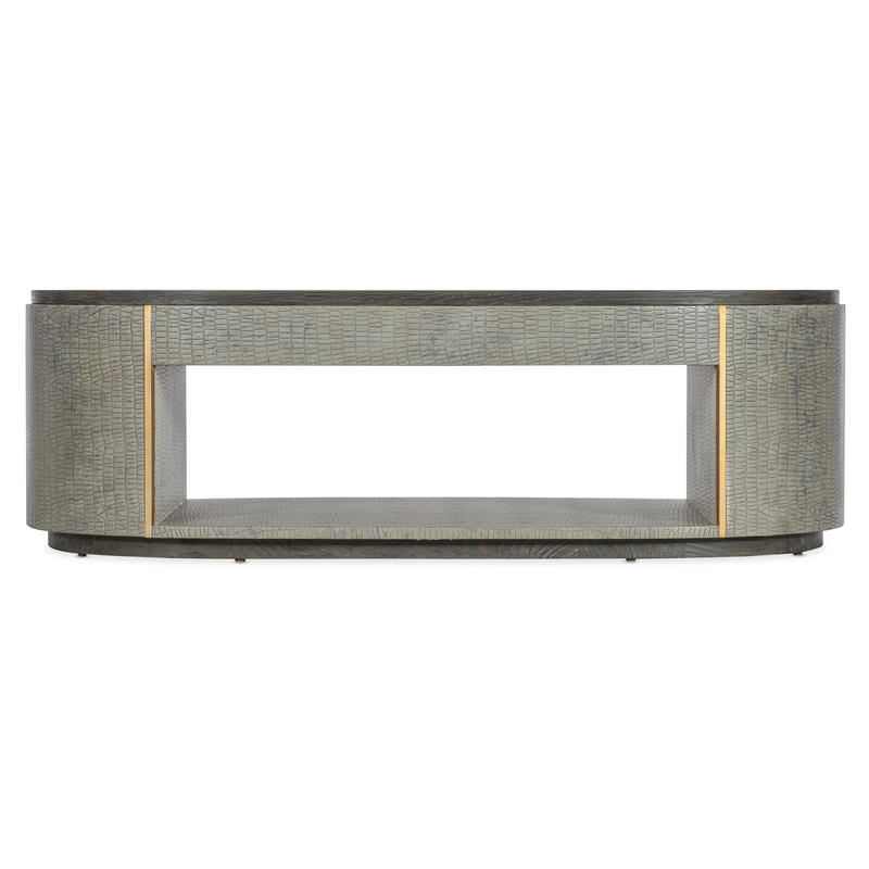 Bowery Hill Modern / Contemporary Leather Wrapped Coffee Table in Gray