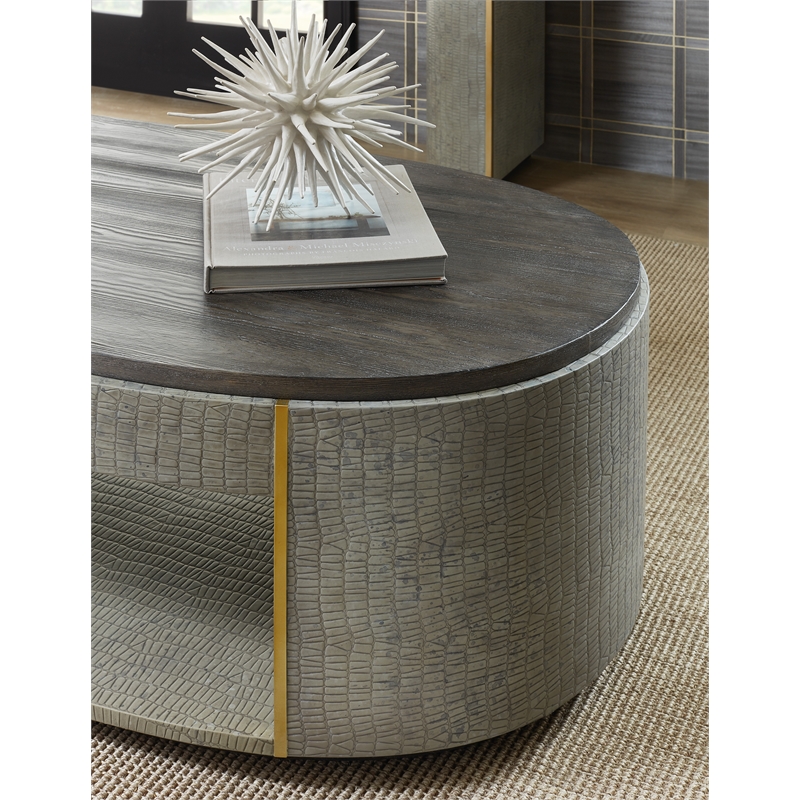 Bowery Hill Modern / Contemporary Leather Wrapped Coffee Table in Gray