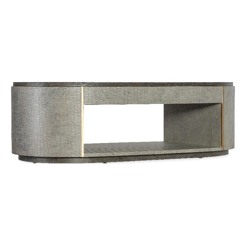 Bowery Hill Modern / Contemporary Leather Wrapped Coffee Table in Gray