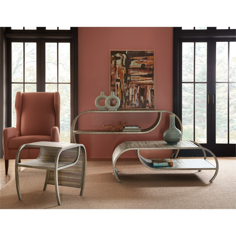 Bowery Hill Modern / Contemporary Open Ended Metal Cocktail Table in Brown