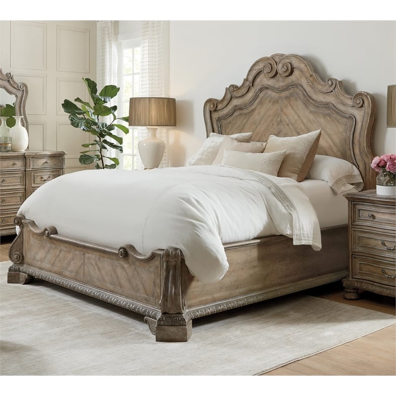Bowery Hill Modern / Contemporary Bedroom King Panel Bed in Natural Wood