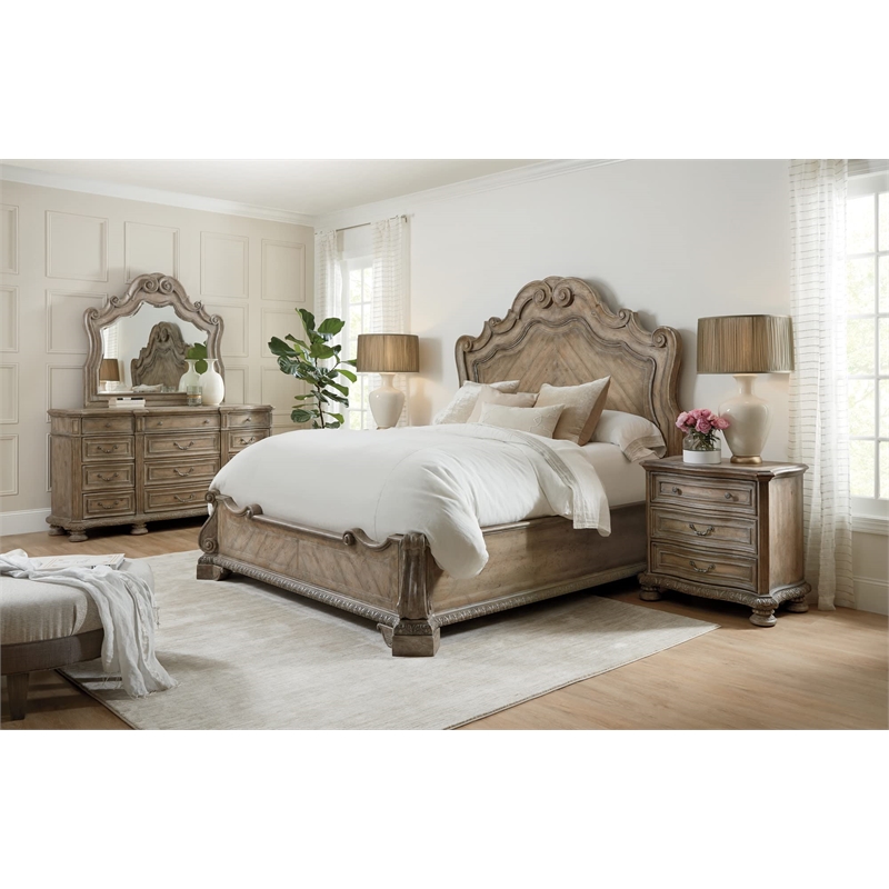 Bowery Hill Modern / Contemporary Bedroom King Panel Bed in Natural Wood