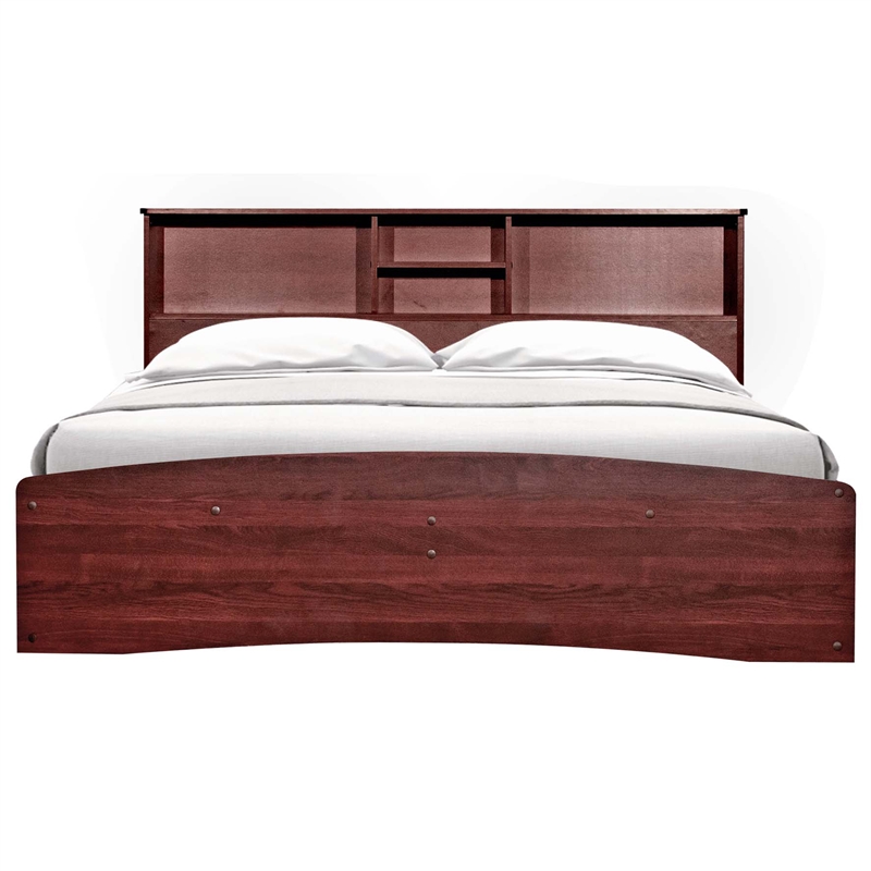 Bowery Hill Engineered Wood Mahogany Queen Captains Bed Rectangular Easy Assembly 63