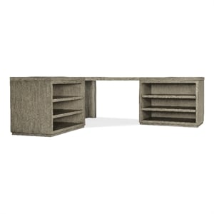 Bowery Hill Contemporary Home Office Corner Desk with Two Desk Cabinets