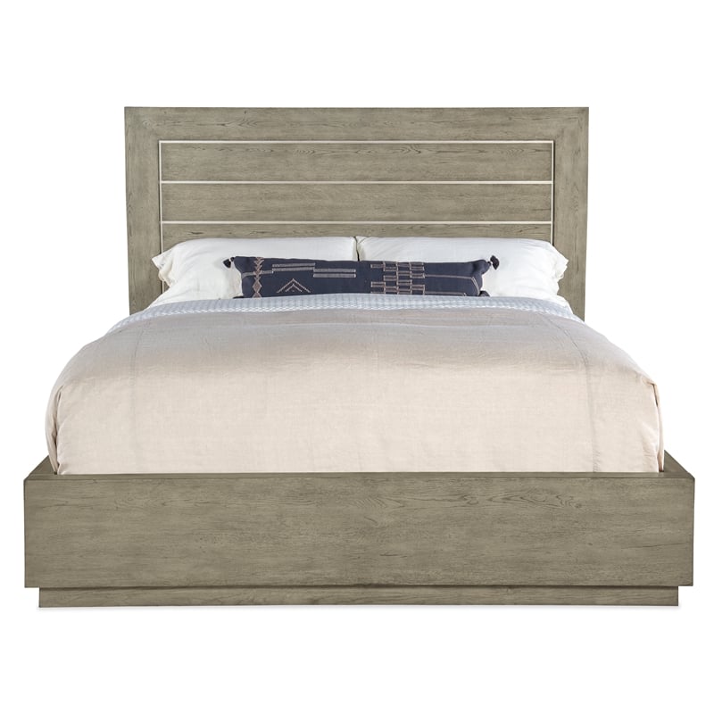 Bowery Hill Modern / Contemporary Bedroom King Panel Bed in Gray Wood