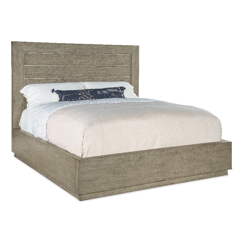 Bowery Hill Modern / Contemporary Bedroom King Panel Bed in Gray Wood