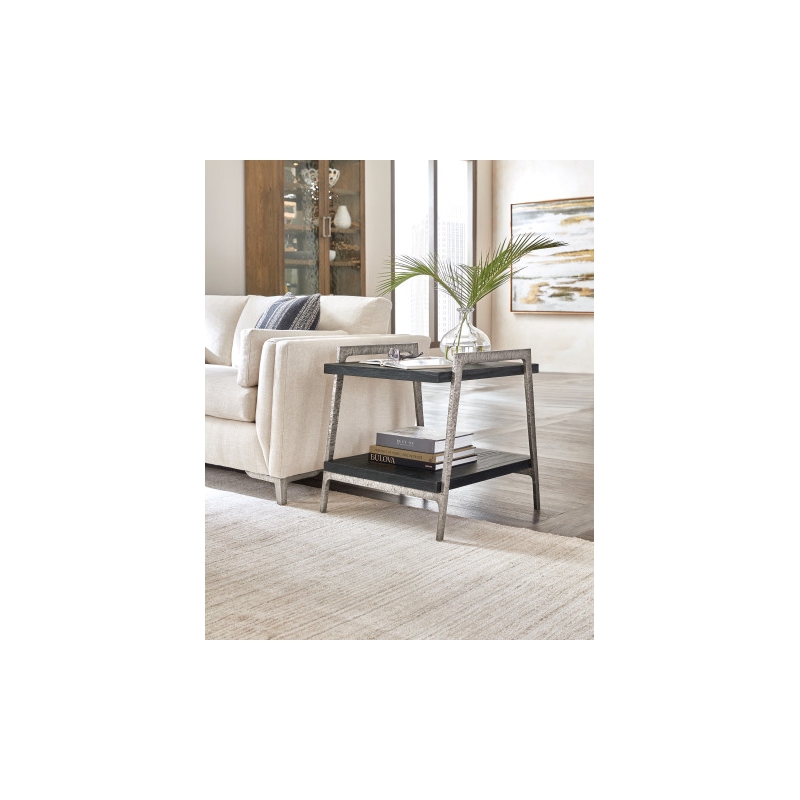 Bowery Hill Modern / Contemporary Veneers and Metal End Table in Black