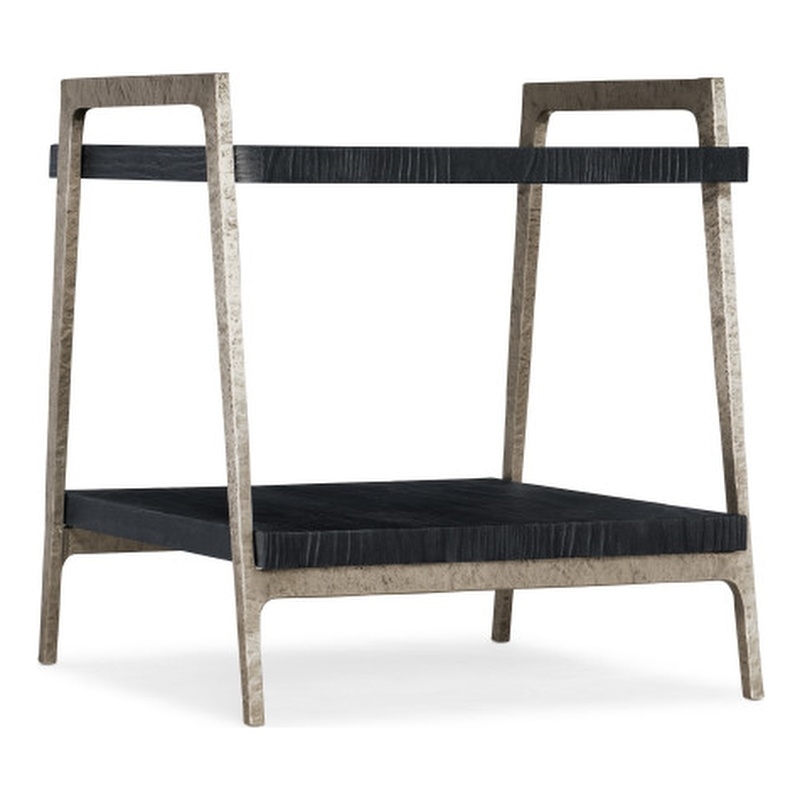 Bowery Hill Modern / Contemporary Veneers and Metal End Table in Black