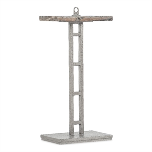 Bowery Hill Contemporary Metal and Stone Accent Table in Silver Finish