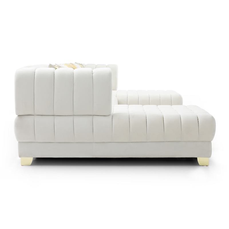 Bowery Hill Modern / Contemporary U-Shaped Velvet Sectional Sofa in Cream