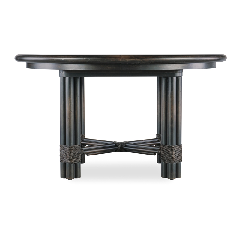 Bowery Hill Contemporary Round Wood Dining Table with 20in leaf in Black