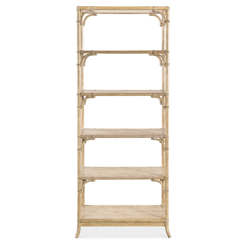 Bowery Hill Modern / Contemporary Rattan Wood Framed Bookcase in Beige