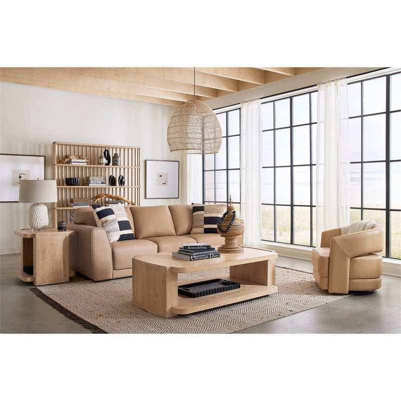 Bowery Hill Modern / Contemporary Slatted Wood Framed Bookcase in Beige