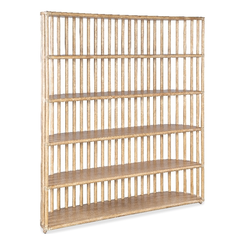 Bowery Hill Modern / Contemporary Slatted Wood Framed Bookcase in Beige