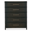 Bowery Hill Modern / Contemporary Wood Rattan Five-Drawer Chest in Black