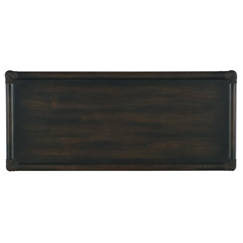 Bowery Hill Modern / Contemporary Wood Rattan Five-Drawer Chest in Black