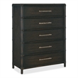 Bowery Hill Modern / Contemporary Wood Rattan Five-Drawer Chest in Black