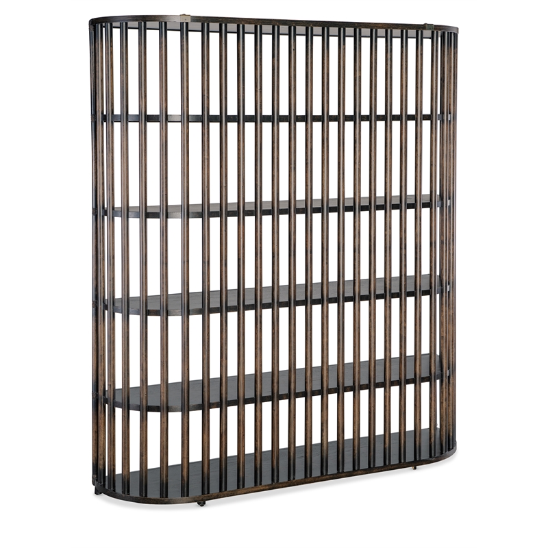 Bowery Hill Modern / Contemporary Slatted Wood Framed Bookcase in Black