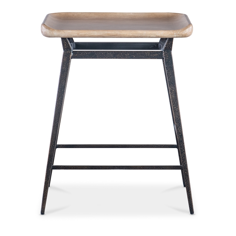 Bowery Hill Modern / Contemporary Wood and Metal Stool in Dune Beige