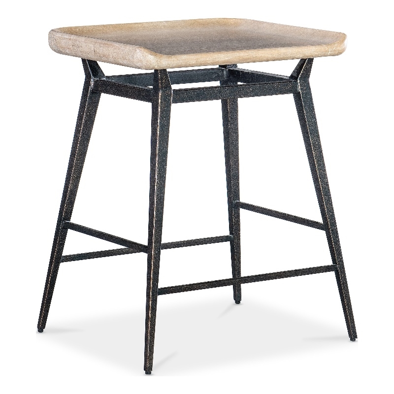 Bowery Hill Modern / Contemporary Wood and Metal Stool in Dune Beige