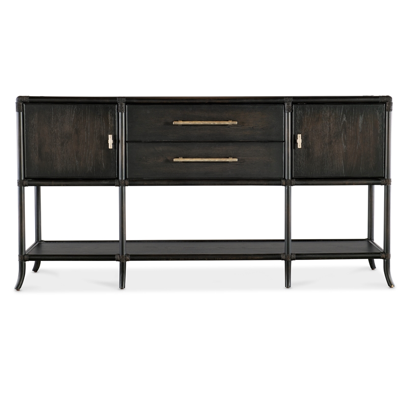 Bowery Hill Modern / Contemporary Rattan Wood Sideboard in Black