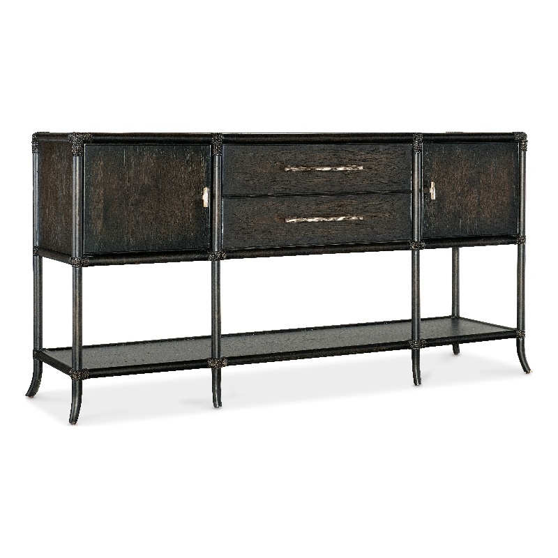 Bowery Hill Modern / Contemporary Rattan Wood Sideboard in Black