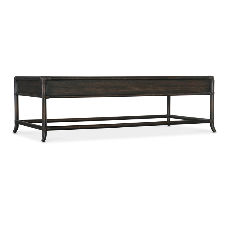 Bowery Hill Modern / Contemporary Rattan Wood Cocktail Table in Black