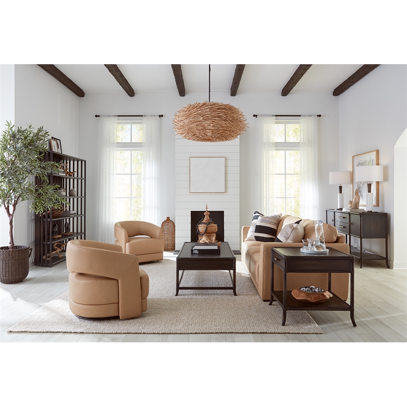 Bowery Hill Modern / Contemporary Rattan Wood Cocktail Table in Black