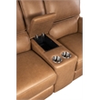 Bowery Hill Power Transitional Leather Console Loveseat in Brown