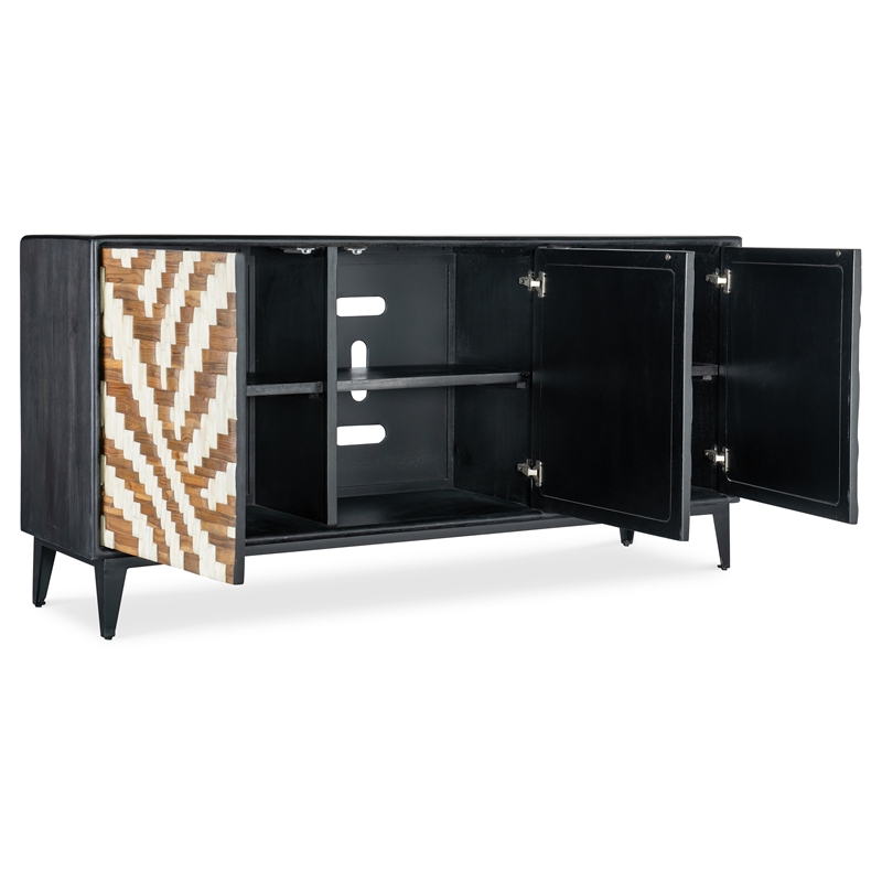 Bowery Hill Modern / Contemporary Wood Credenza in Black Finish