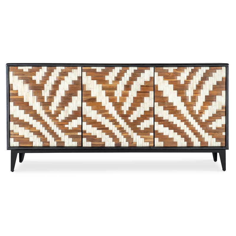 Bowery Hill Modern / Contemporary Wood Credenza in Black Finish