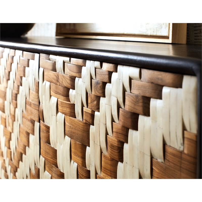 Bowery Hill Modern / Contemporary Wood Credenza in Black Finish