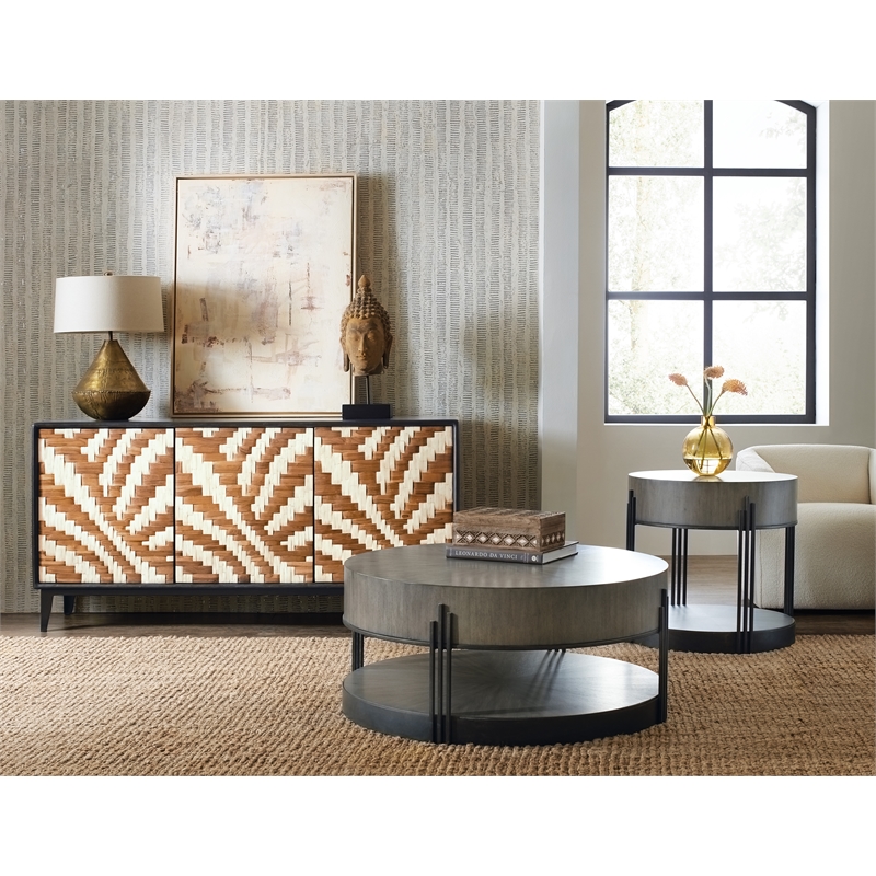 Bowery Hill Modern / Contemporary Wood Credenza in Black Finish