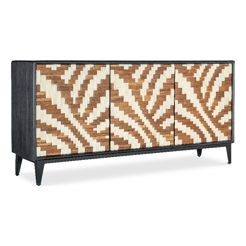 Bowery Hill Modern / Contemporary Wood Credenza in Black Finish