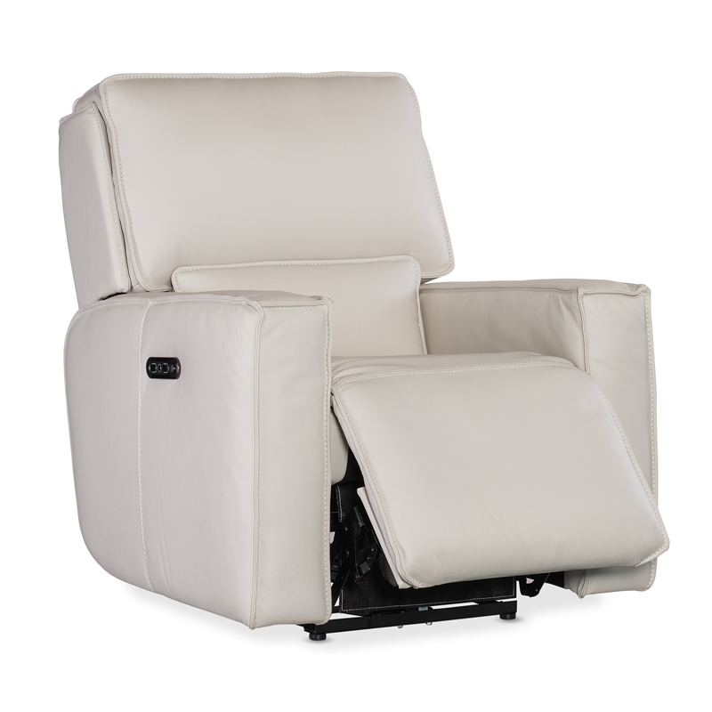 Bowery Hill Contemporary Zero Gravity Leather Power Recliner in Gray