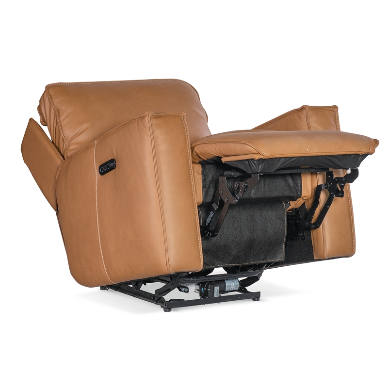 Bowery Hill Contemporary Zero Gravity Leather Power Recliner in Brown