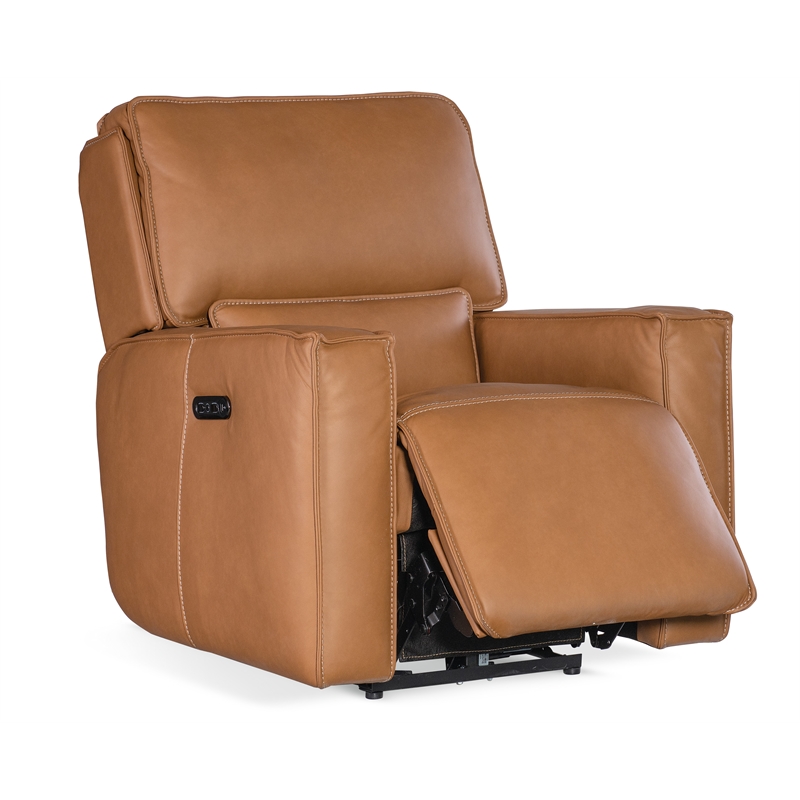 Bowery Hill Contemporary Zero Gravity Leather Power Recliner in Brown