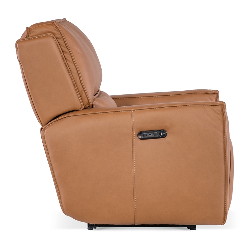 Bowery Hill Contemporary Zero Gravity Leather Power Recliner in Brown
