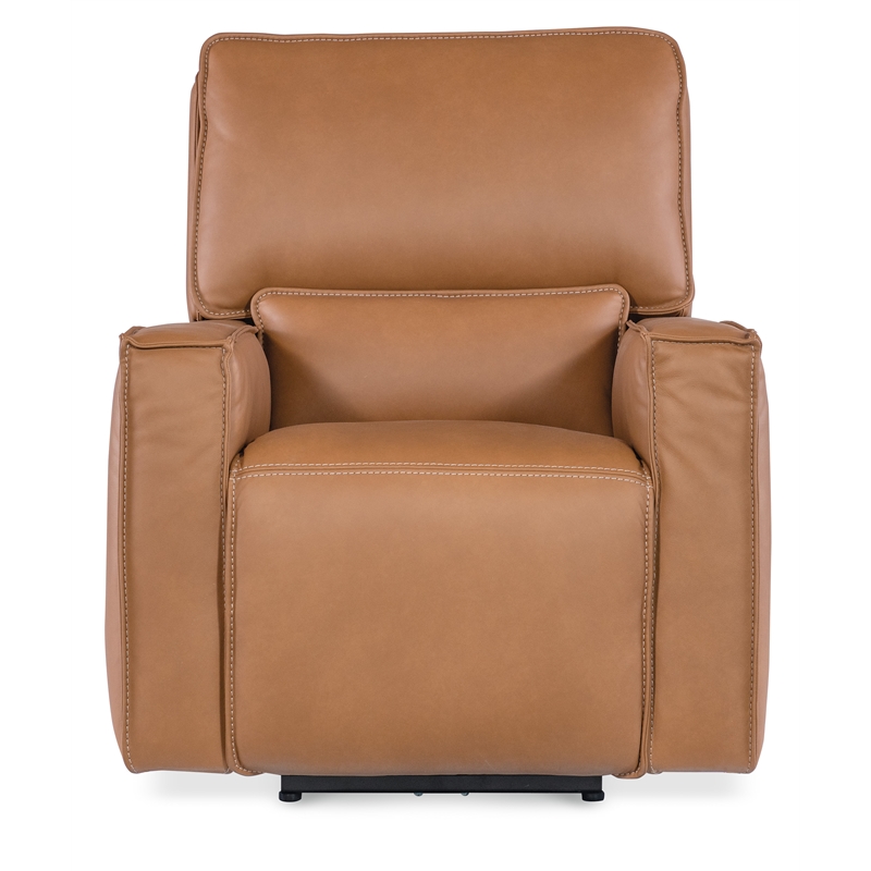 Bowery Hill Contemporary Zero Gravity Leather Power Recliner in Brown