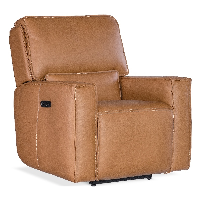 Bowery Hill Contemporary Zero Gravity Leather Power Recliner in Brown