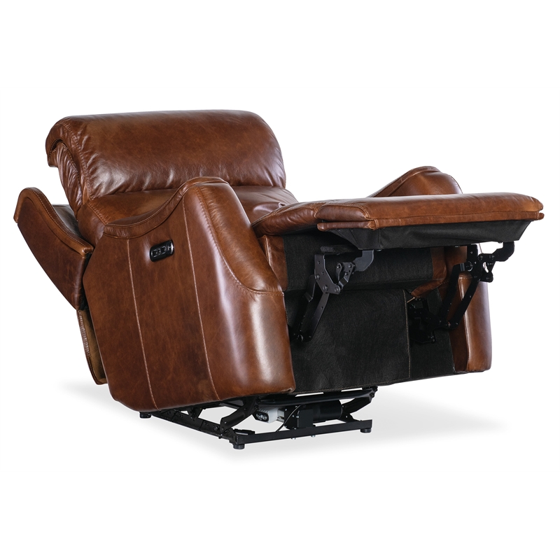 Bowery Hill Contemporary Zero Gravity Leather Power Recliner in Brown