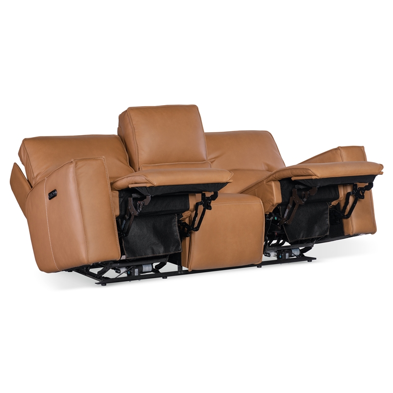 Bowery Hill Modern / Contemporary Zero Gravity Leather Power Sofa in Brown