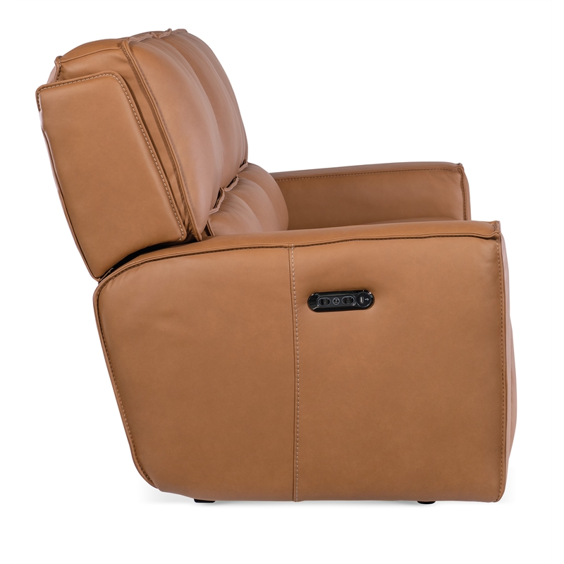 Bowery Hill Modern / Contemporary Zero Gravity Leather Power Sofa in Brown