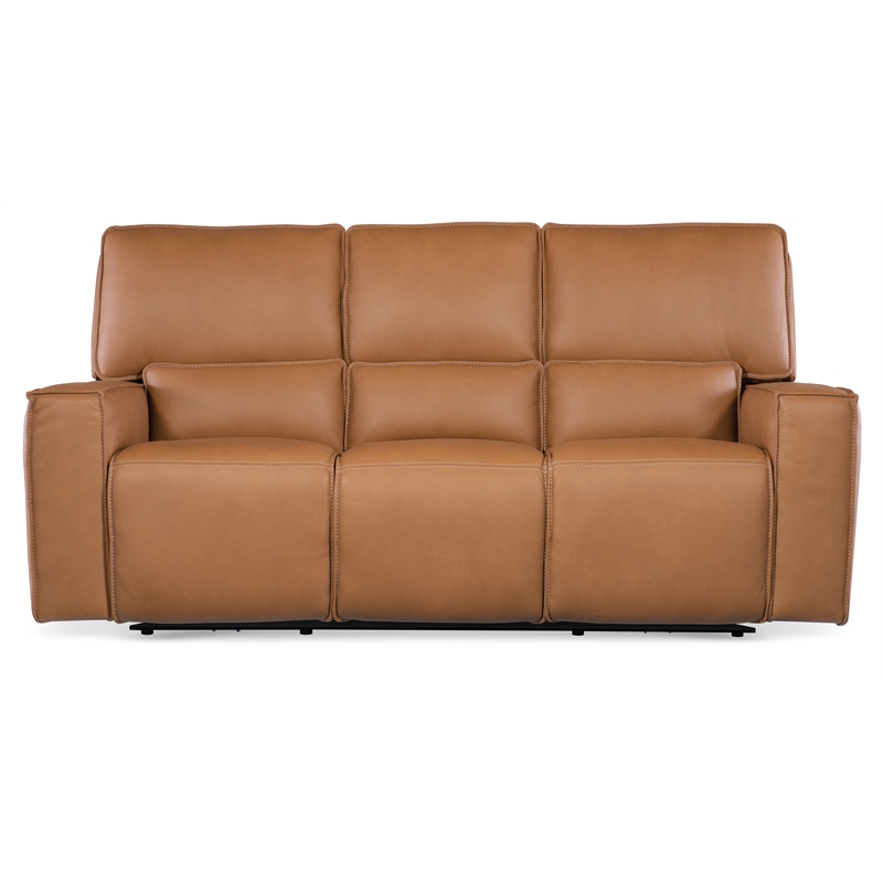 Bowery Hill Modern / Contemporary Zero Gravity Leather Power Sofa in Brown